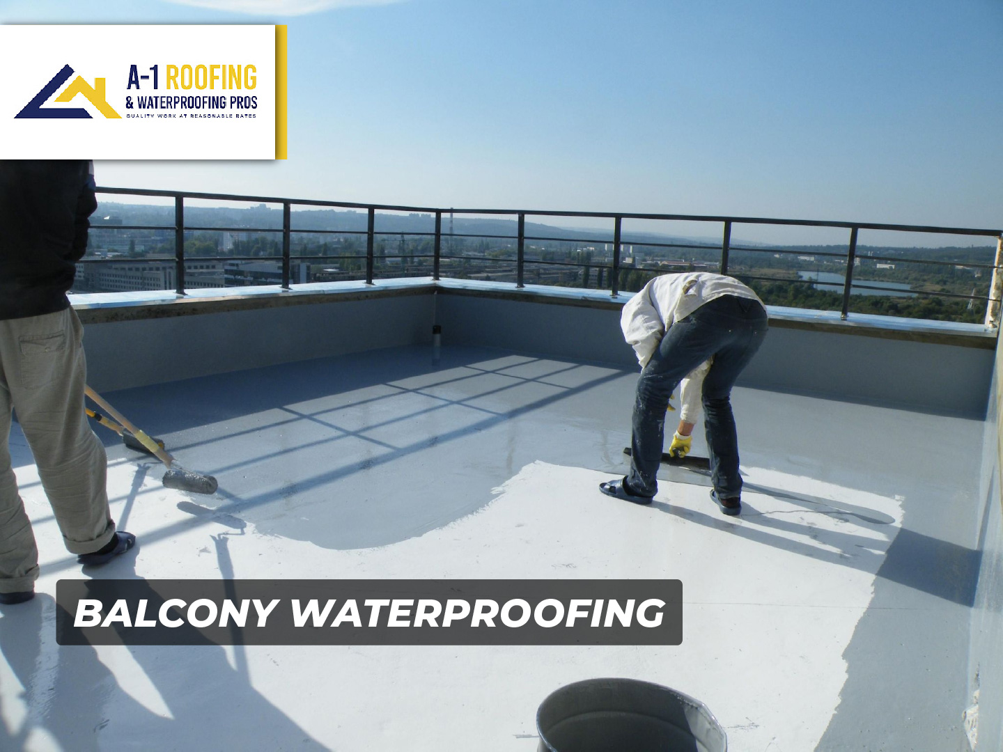 A-1 crew waterproofing a condo balcony
