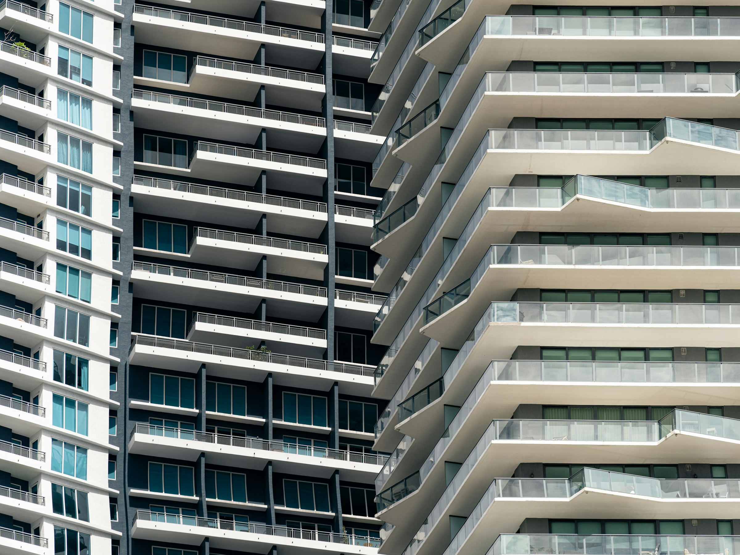 High-rise condominium building with balconies in Florida